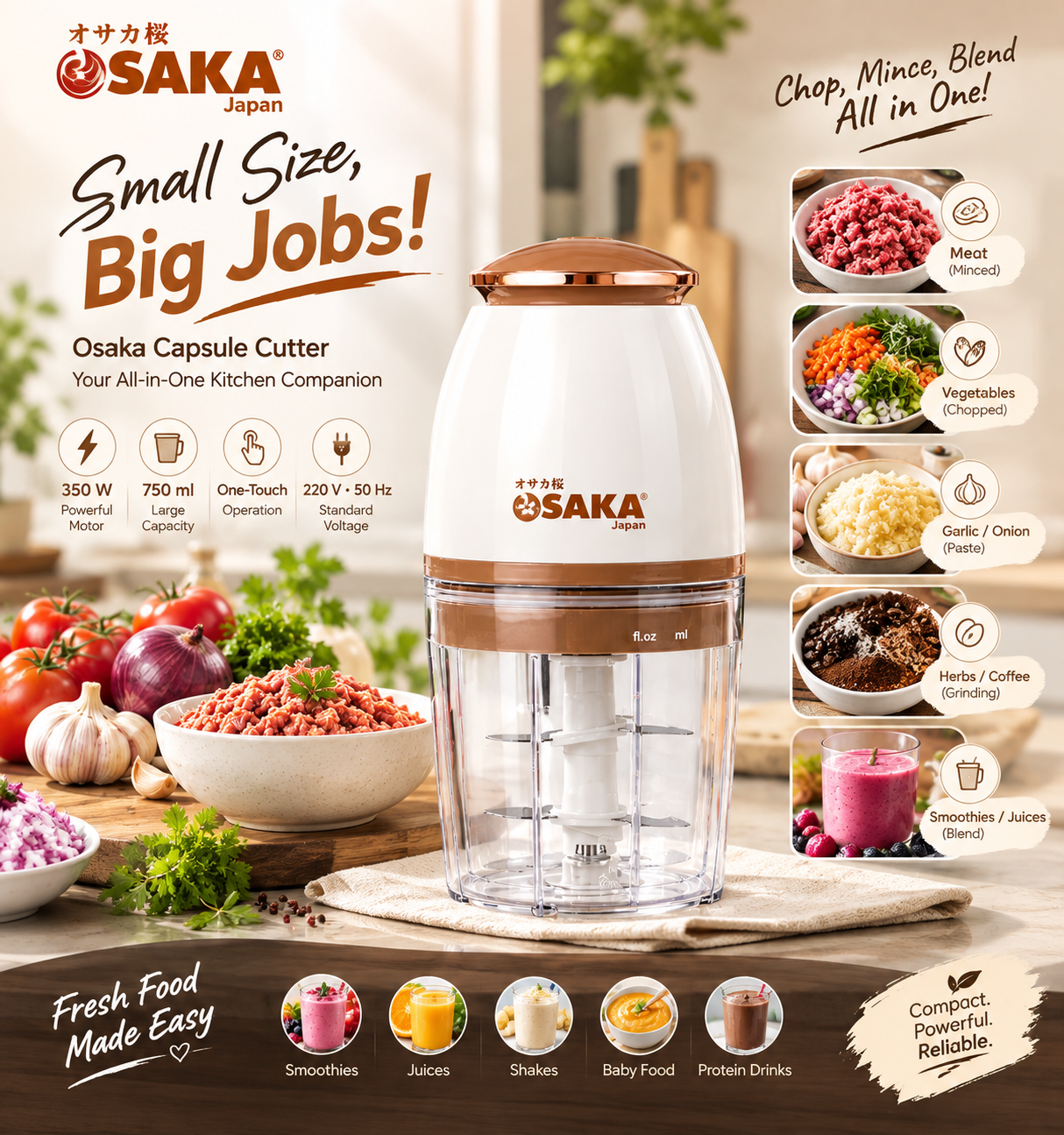 OSAKA মাল্টিফাংশন ক্যাপসুল কাটার (৭৫০ মি.লি.)